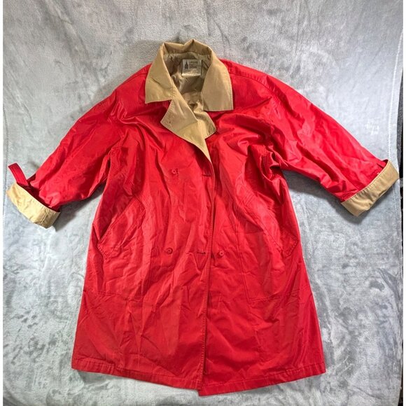 London Fog Coat Women's 16 regular red and beige classic Trench coat - Picture 11 of 12